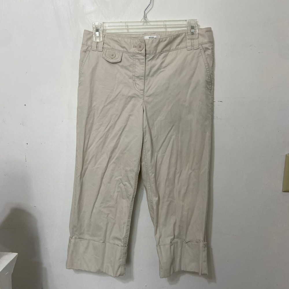 Ann Taylor LOFT Womens Khaki Capri Pants Beige Cropped‎ Chino Trousers Size 0